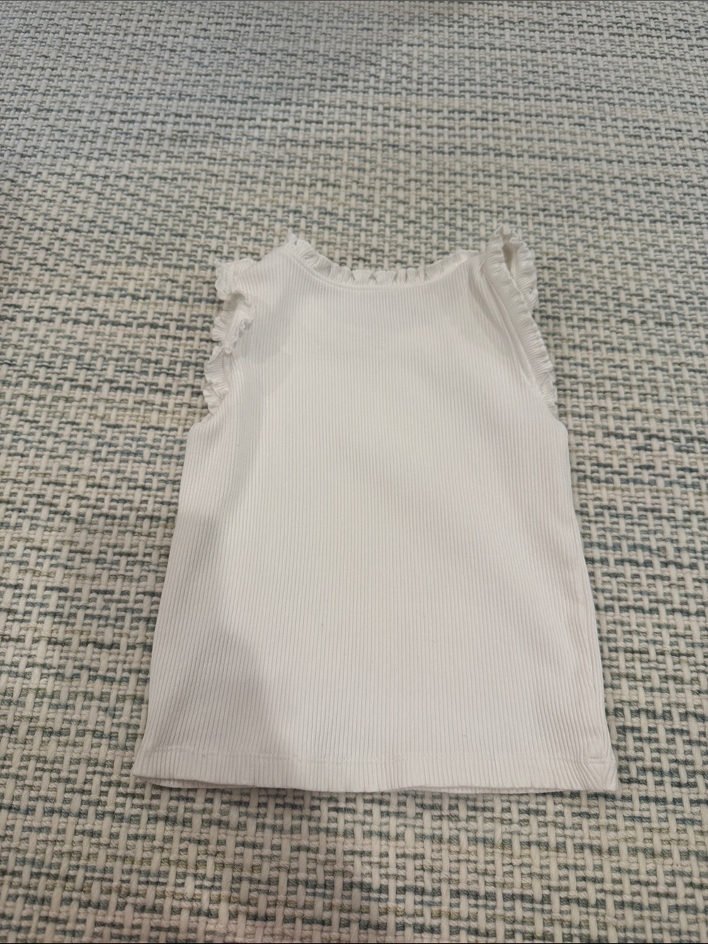 Pink Chicken White Ribbed Ruffle Tank Top - Picture 3 of 3